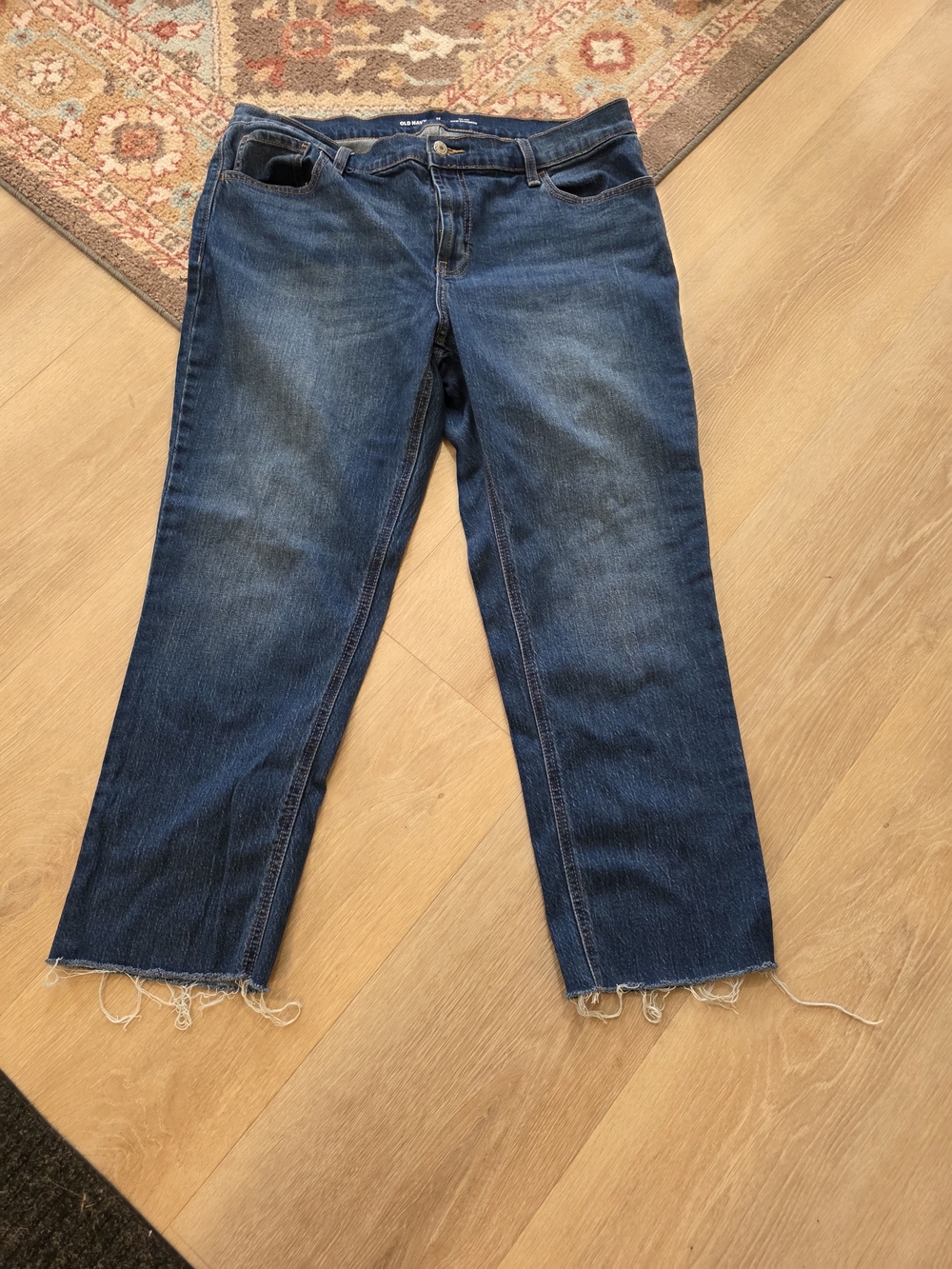 Old Navy Blue Cropped Raw-Hem Jeans